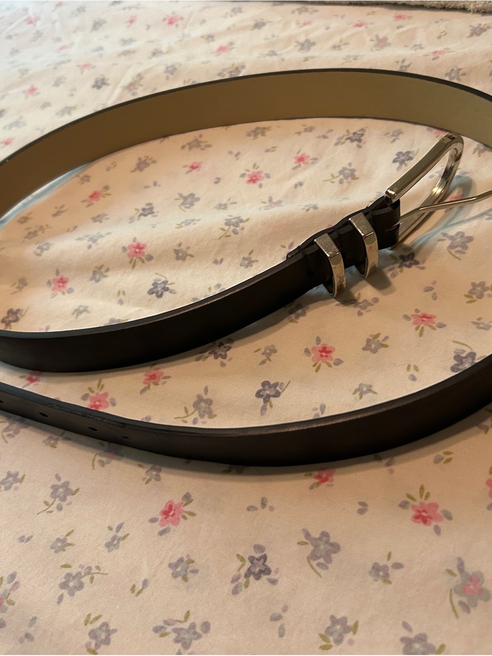 Classic Black Leather Belt with Silver Buckle